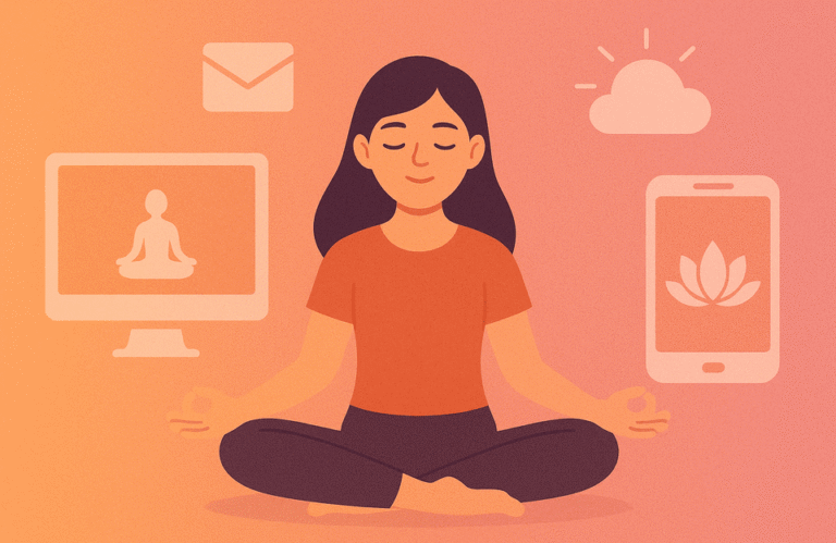 A futuristic image featuring a girl interacting with AI and VR devices, symbolizing the evolving relationship between technology and human experience